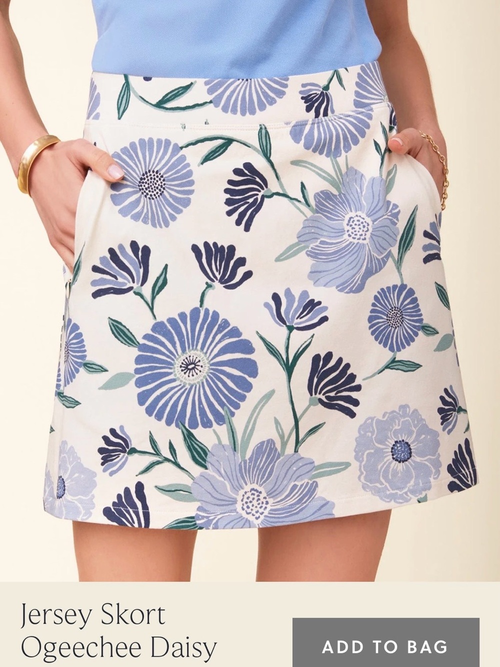 Spartina 449 Floral Jersey Skort - Blue & White